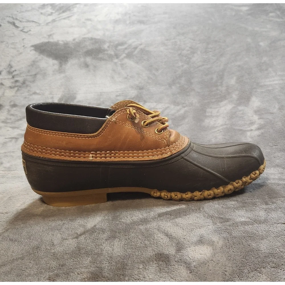 LL Bean Boots Bean Mens 12 Narrow Brown Gumshoe Leather Duck Made In Maine VTG